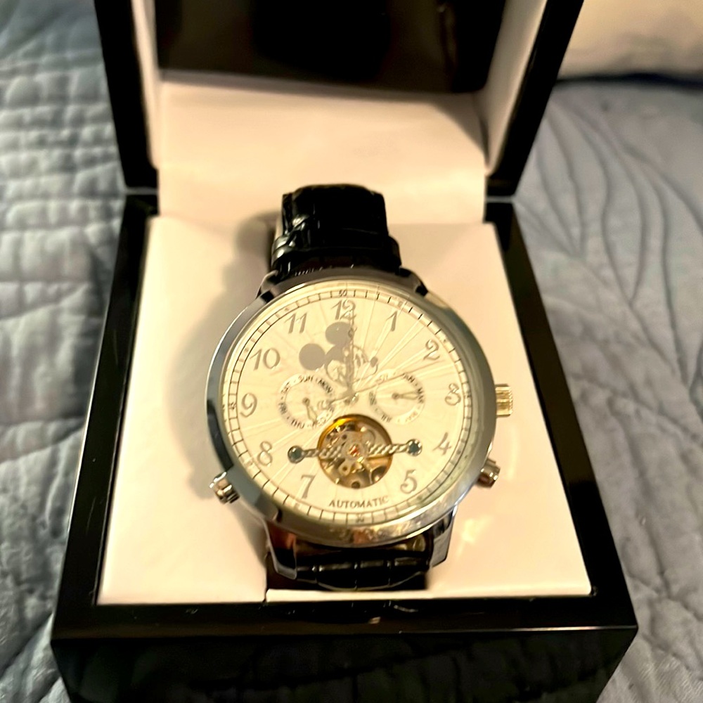 Disney Skeleton Elgin Mickey Mouse Watch - 35 Jewels Automatic Wind Day &Amp